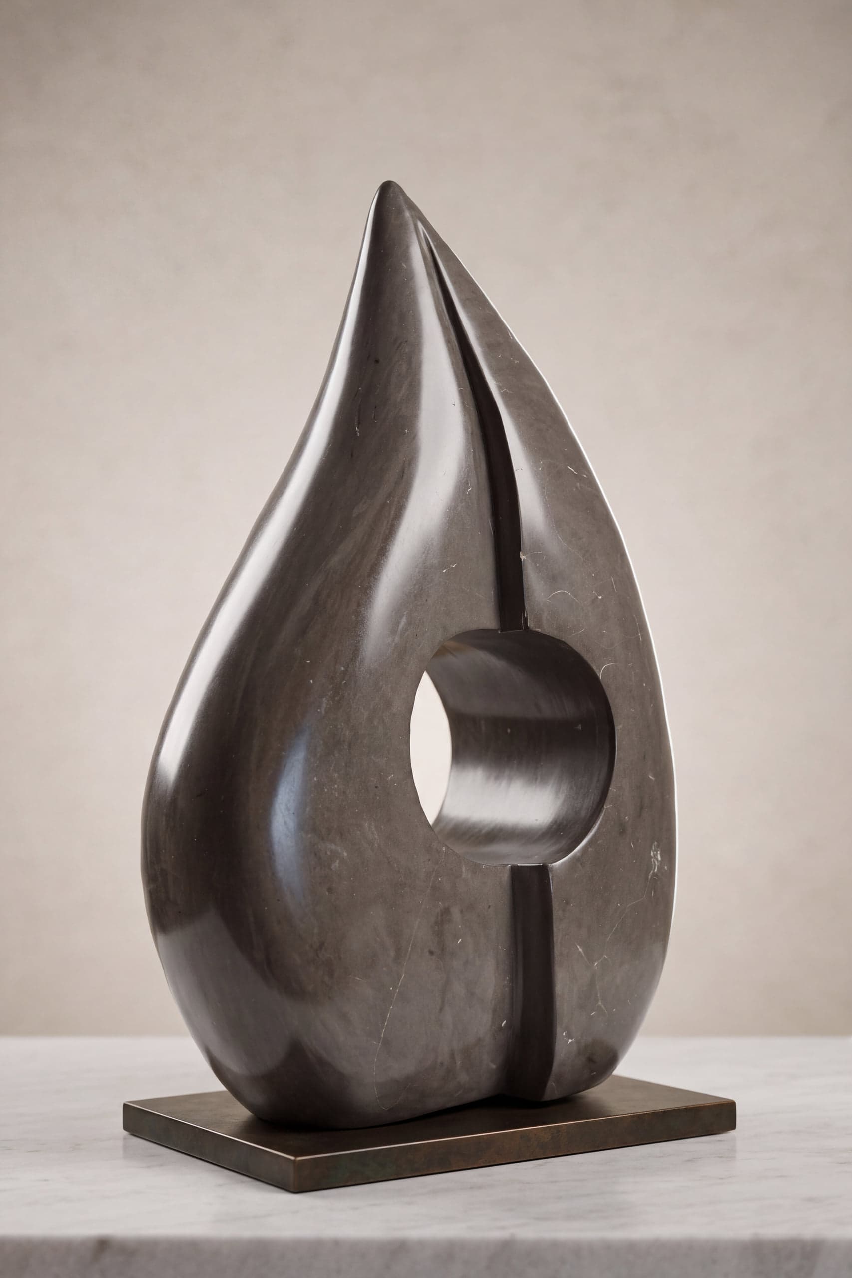 Flame, Stone (bitumen), W 36 × H 58 × D 18 cm