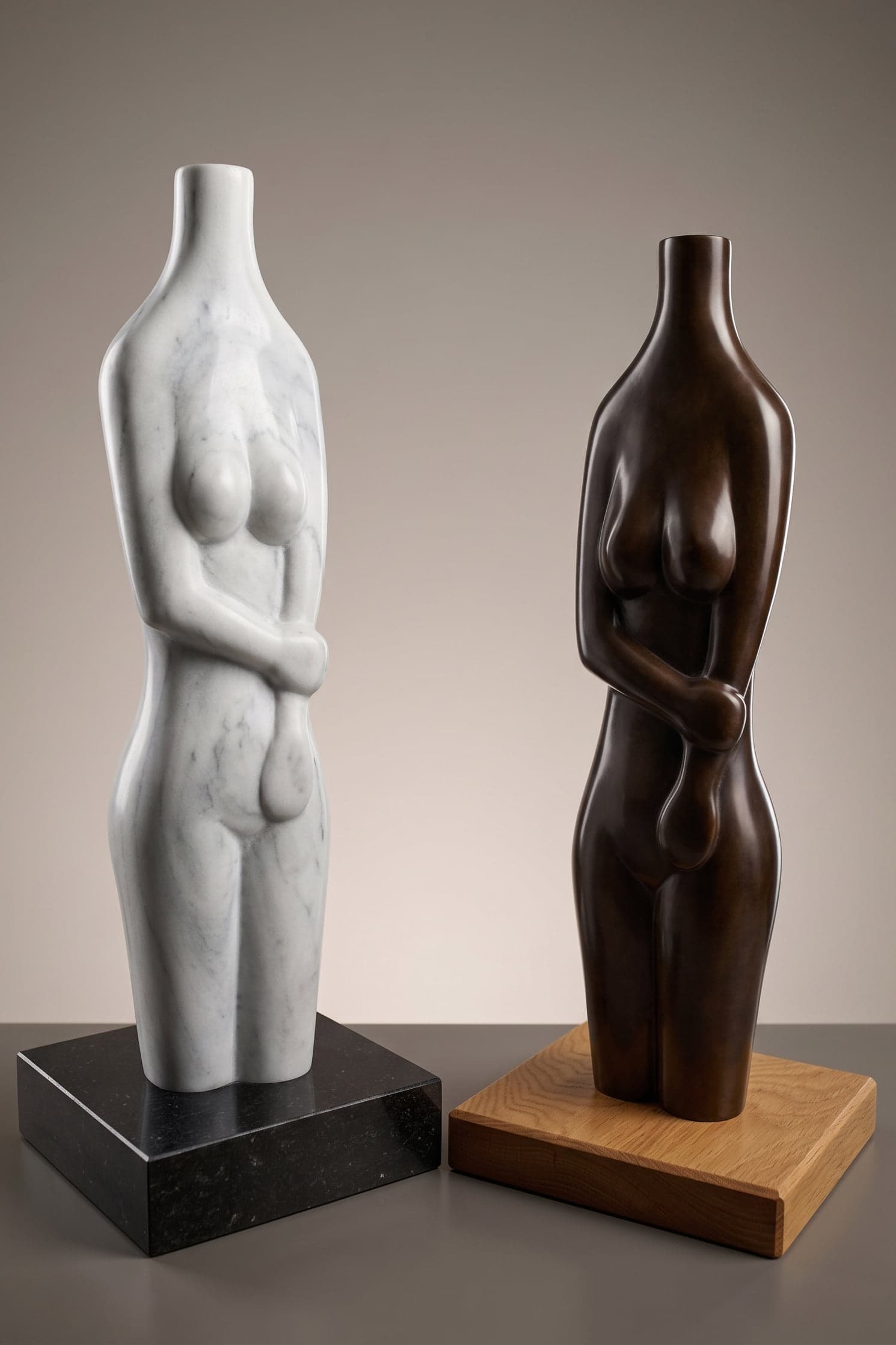Torso, Stone (marble) / bronze, W 15 × H 47 × D 15 cm